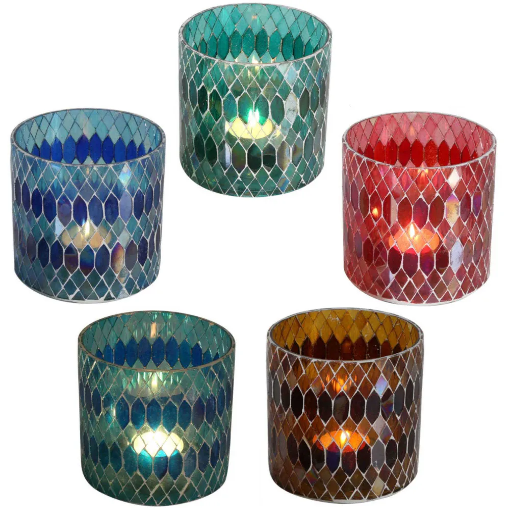 Marokkanisches Mosaik Windlicht Rayan M 5er Set