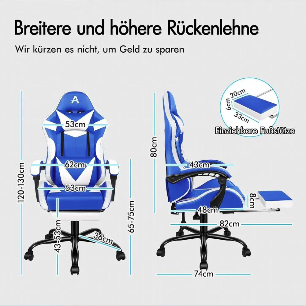 Massage-Gaming-Stuhl mit LED, ergonomischer