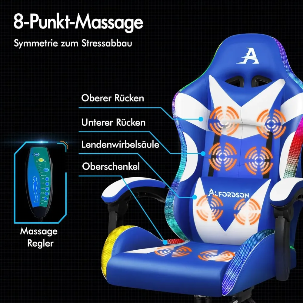 Massage-Gaming-Stuhl mit LED, ergonomischer