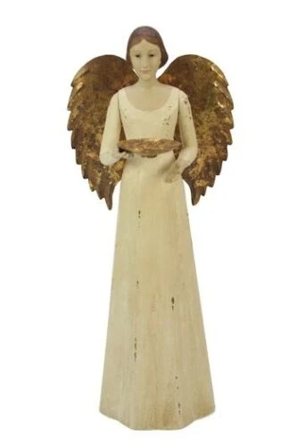 Meander Kerzenhalter "Engel" 37 cm, cremeweiß