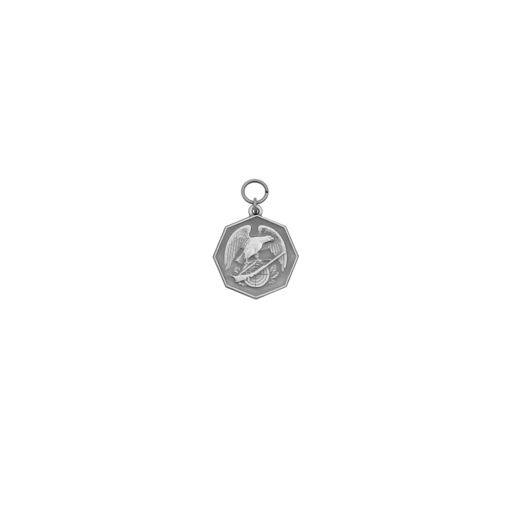 Medaille, 33mm, Messing, altsilber, mit Öse(n) und Ring(en)