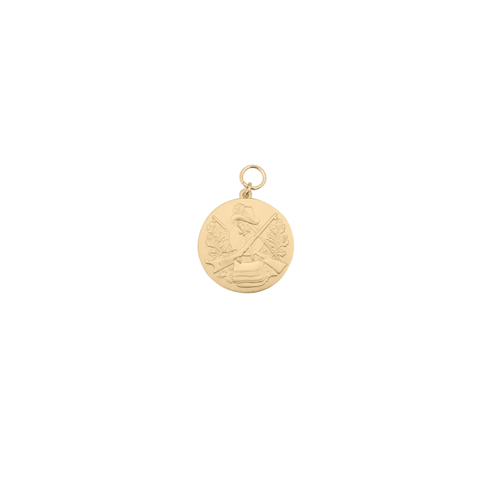 Medaille, 39mm, Messing, vergoldet, mit Öse(n) und Ring(en)