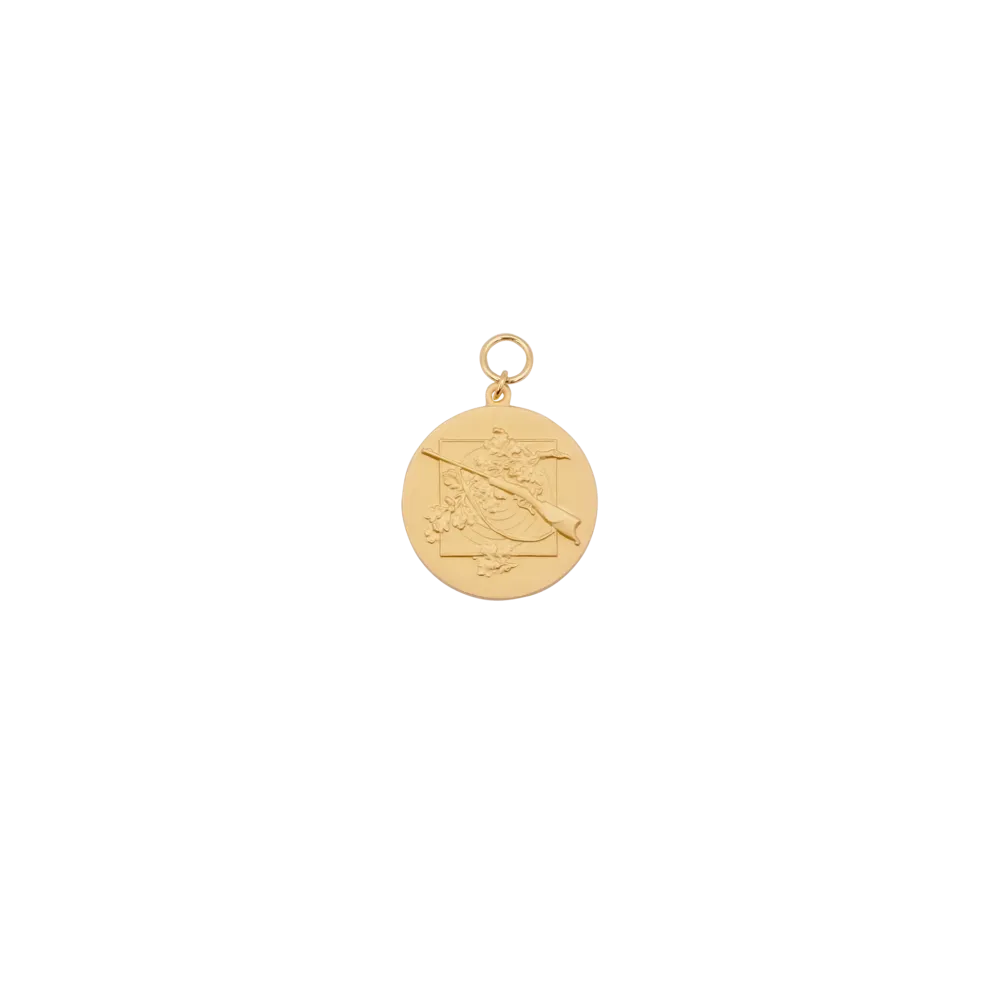 Medaille, 39mm, Messing, vergoldet, mit Öse(n) und Ring(en)