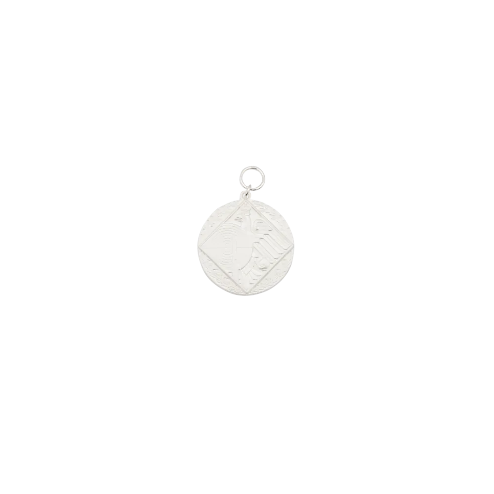 Medaille, 39mm, Messing, versilbert, mit Öse(n) und Ring(en)