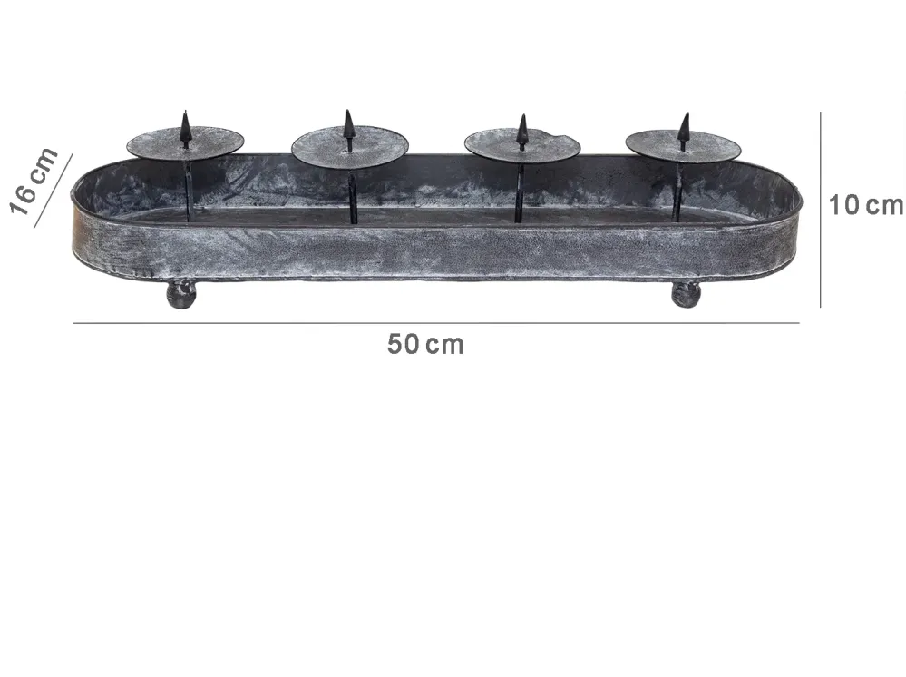 Metall Kerzenhalter grau L=50 cm