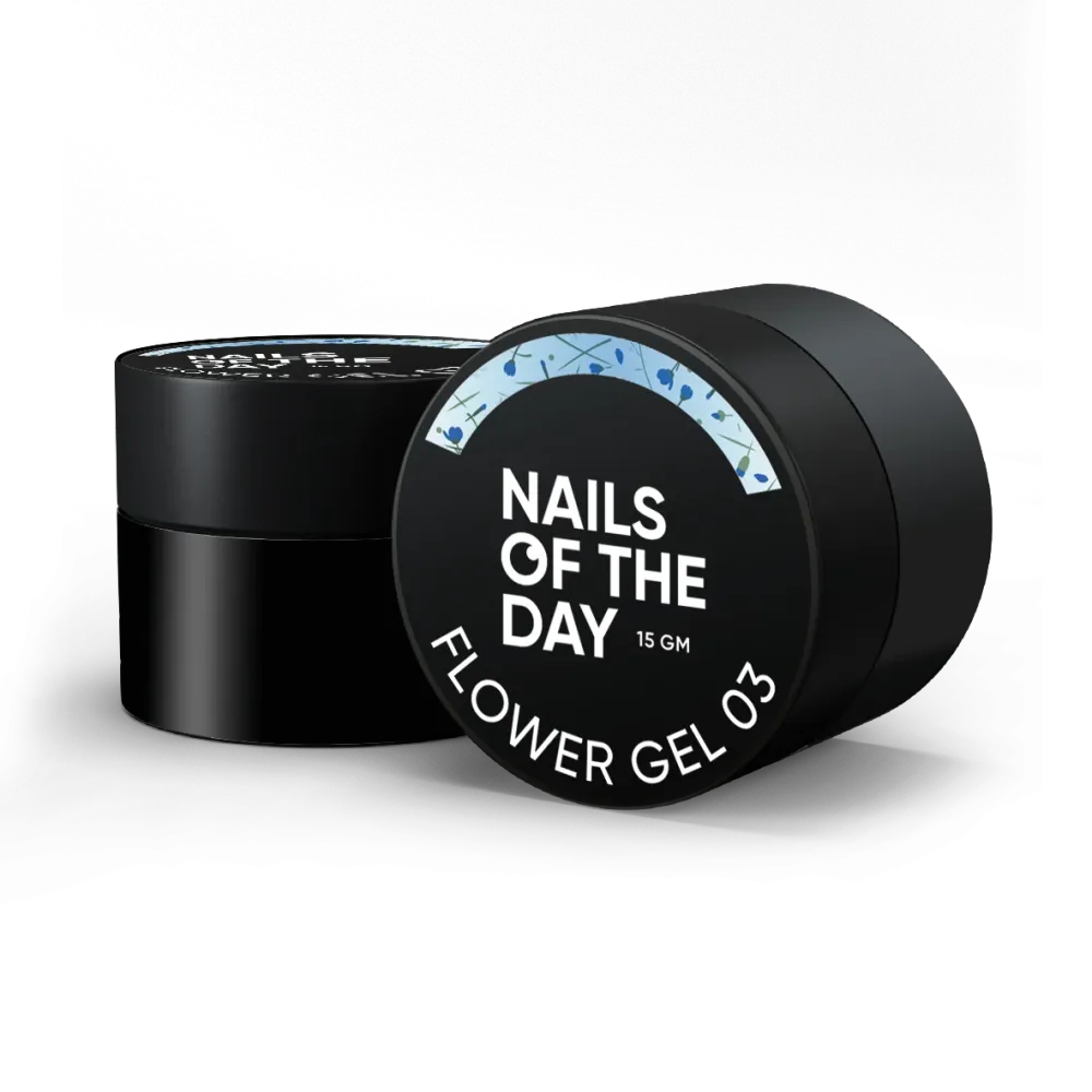 NAILSOFTHEDAY Aufbaugel Flower 03 – blaues Aufbaugel mit Trockenblumen für Nägel, 15 ml