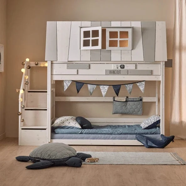 Niedriges Etagenbett My Hangout Deluxe mit Treppe Weiß