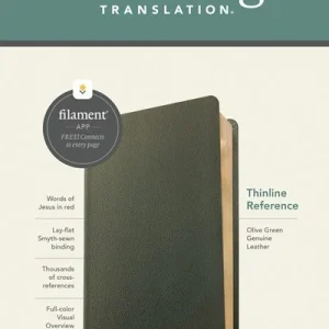 NLT Thinline Reference Bible Filament Enabled Edition-Olive Green Genuine Leather