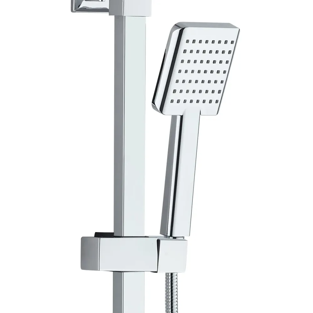 Oase Duschsystem Chrom Eckig mit Regendusche, Handbrause, Duschstange und Thermostat