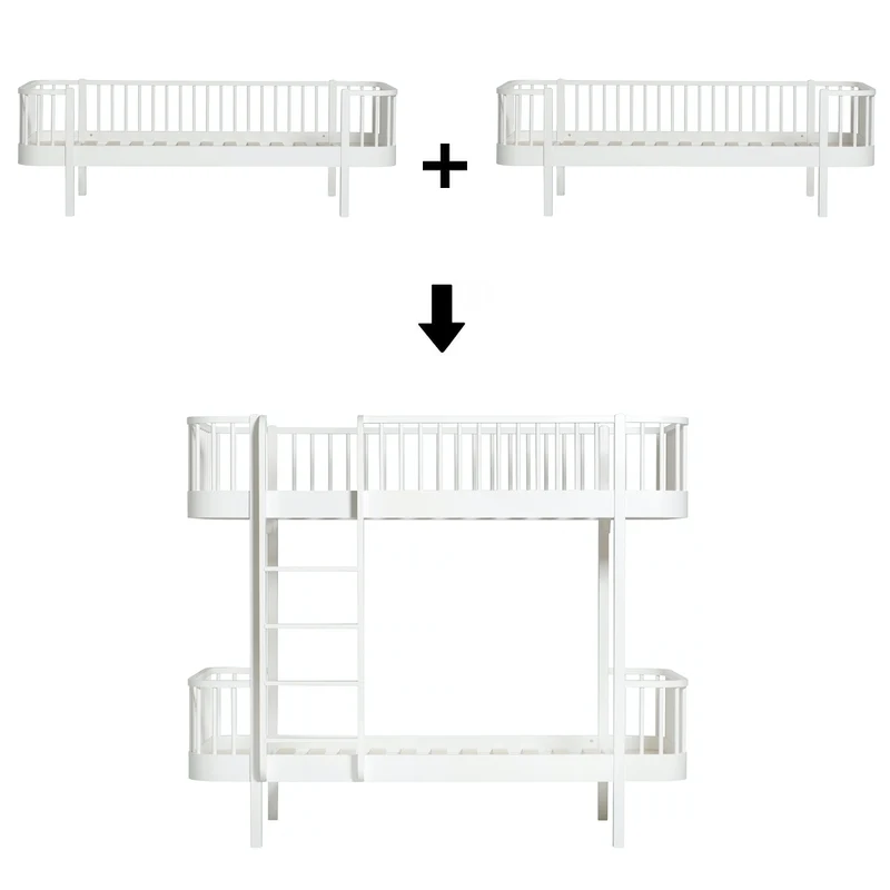 Oliver Furniture Umbauset Wood 2 Bettsofas zum Etagenbett Weiss