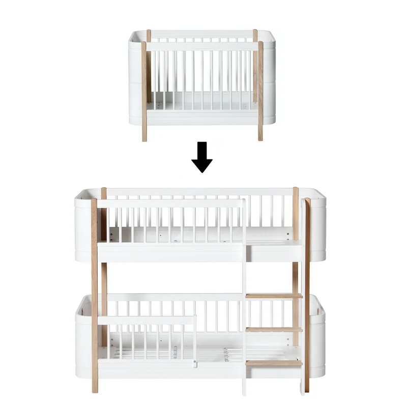 Oliver Furniture Umbauset Wood Mini+ Basic zum halbhohen Etagenbett Weiss/Eiche