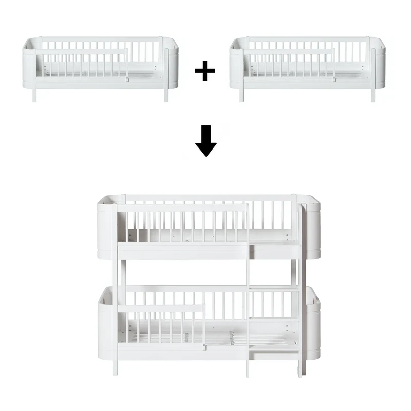 Oliver Furniture Umbauset Wood Mini+ 2 Juniorbetten zum halbhohen Etagenbett Weiss