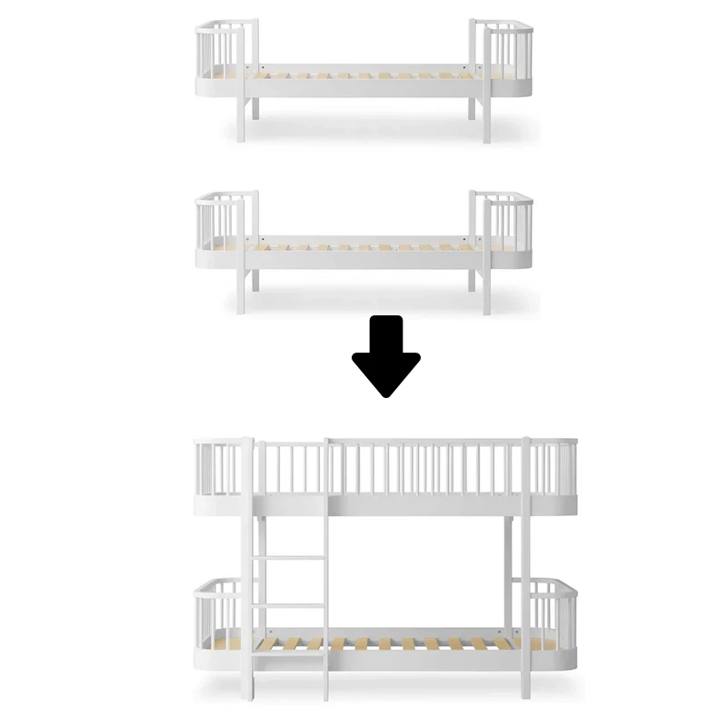 Oliver Furniture Umbauset zwei Wood Original Einzelbetten zum Halbhohen Etagenbett Weiss