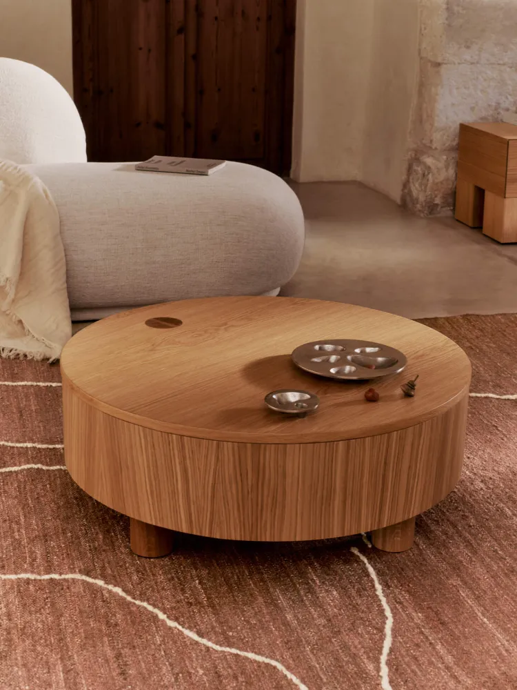 Olles Storage Table - Ø80 - Natural Oak Veneer