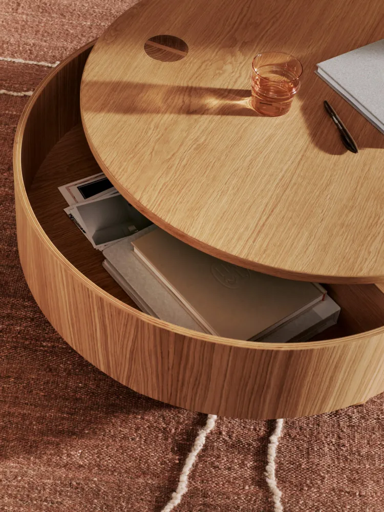 Olles Storage Table - Ø80 - Natural Oak Veneer
