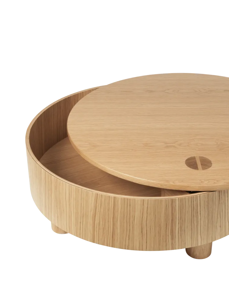 Olles Storage Table - Ø80 - Natural Oak Veneer