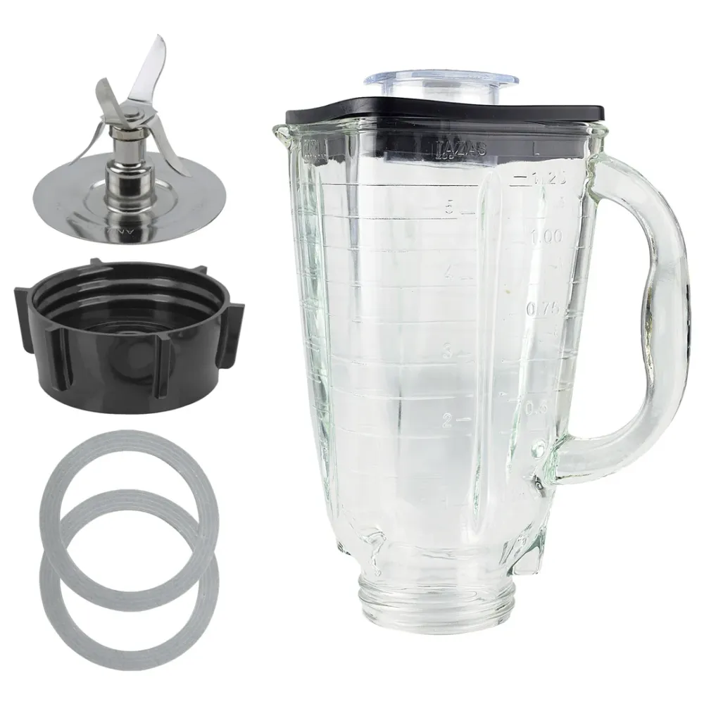 5-Cup Square Top 6-Piece Glass Jar Replacement Set Compatible Oster Blenders