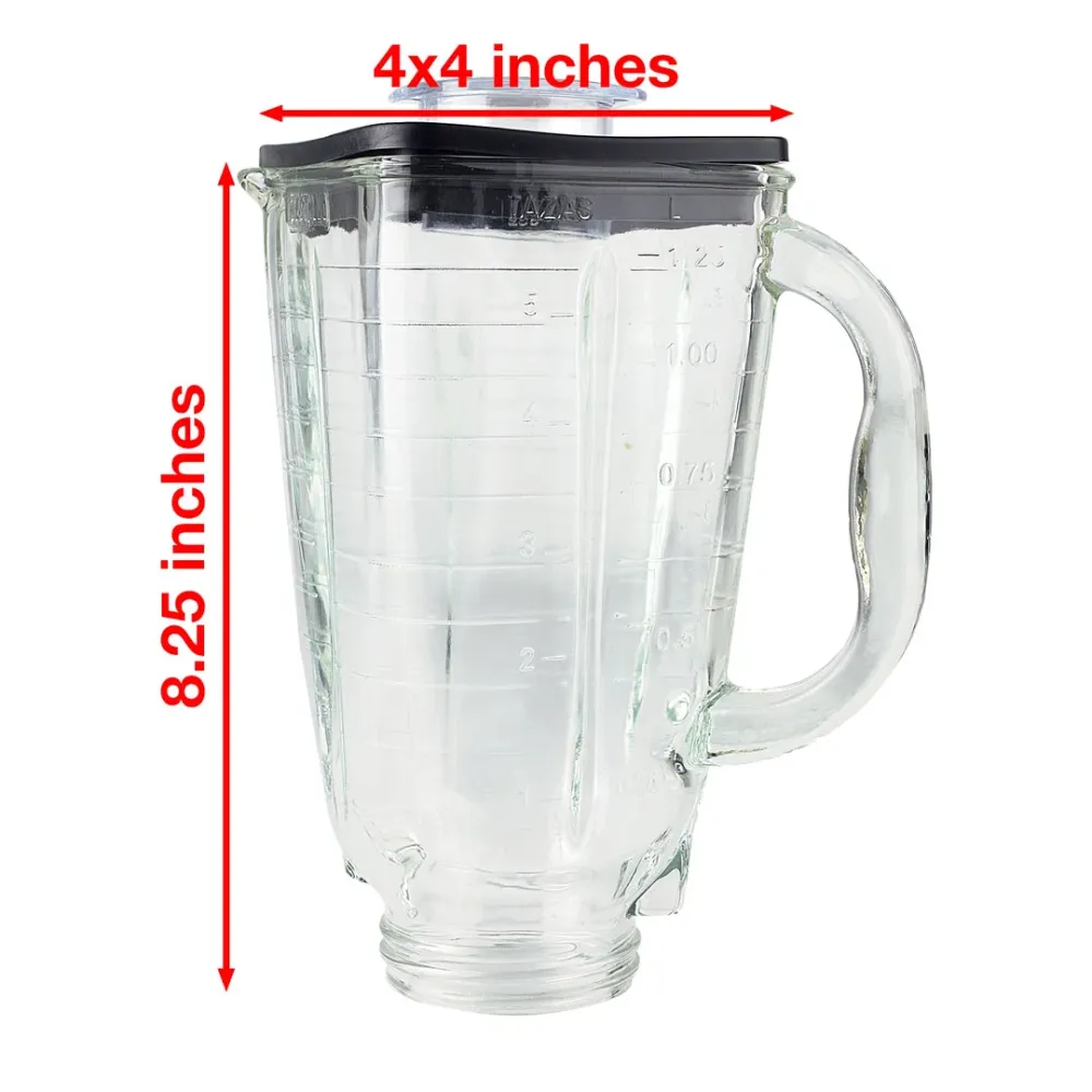 5-Cup Square Top 6-Piece Glass Jar Replacement Set Compatible Oster Blenders