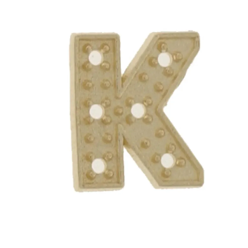 14K Yellow Gold Block Initial K – 8mm, Pre-Drilled .01pt Stone Otto Frei