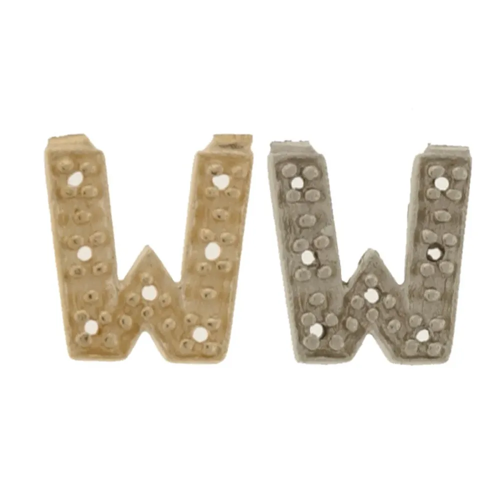Gold Block Initial W – 9mm, Pre-Drilled .01pt Stone Otto Frei