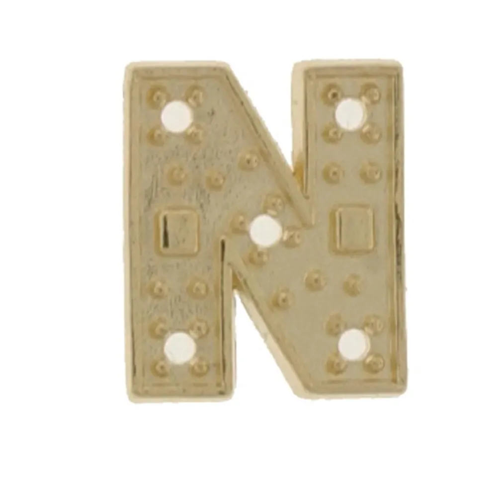 Gold Cast Block Initial N – 8mm, Pre-Drilled .01pt Stone Otto Frei
