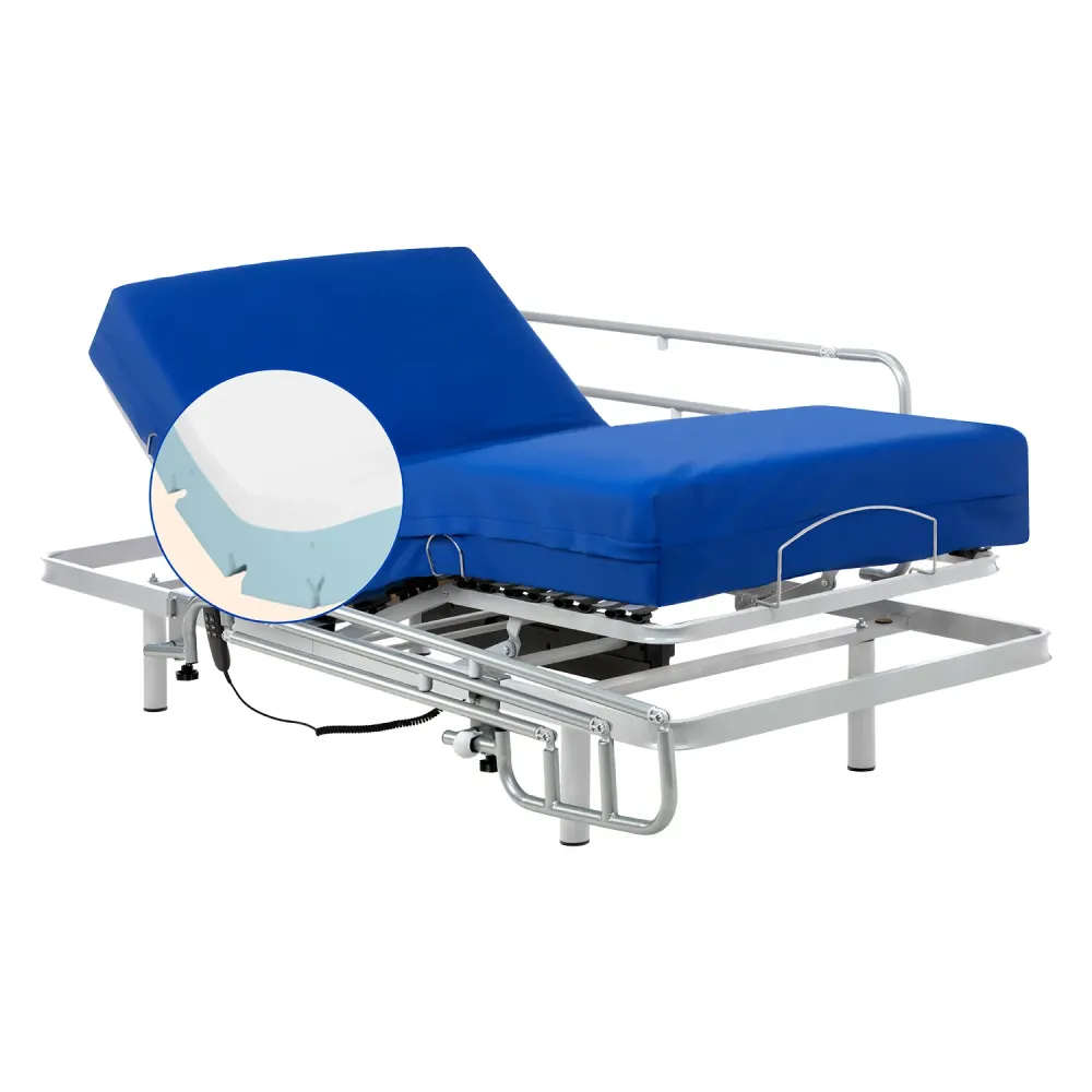 Pack Bett mit verstellbarem Lattenrost und viskoelastischer Matratze Professional V6 (90x190 cm, Seitengitter)