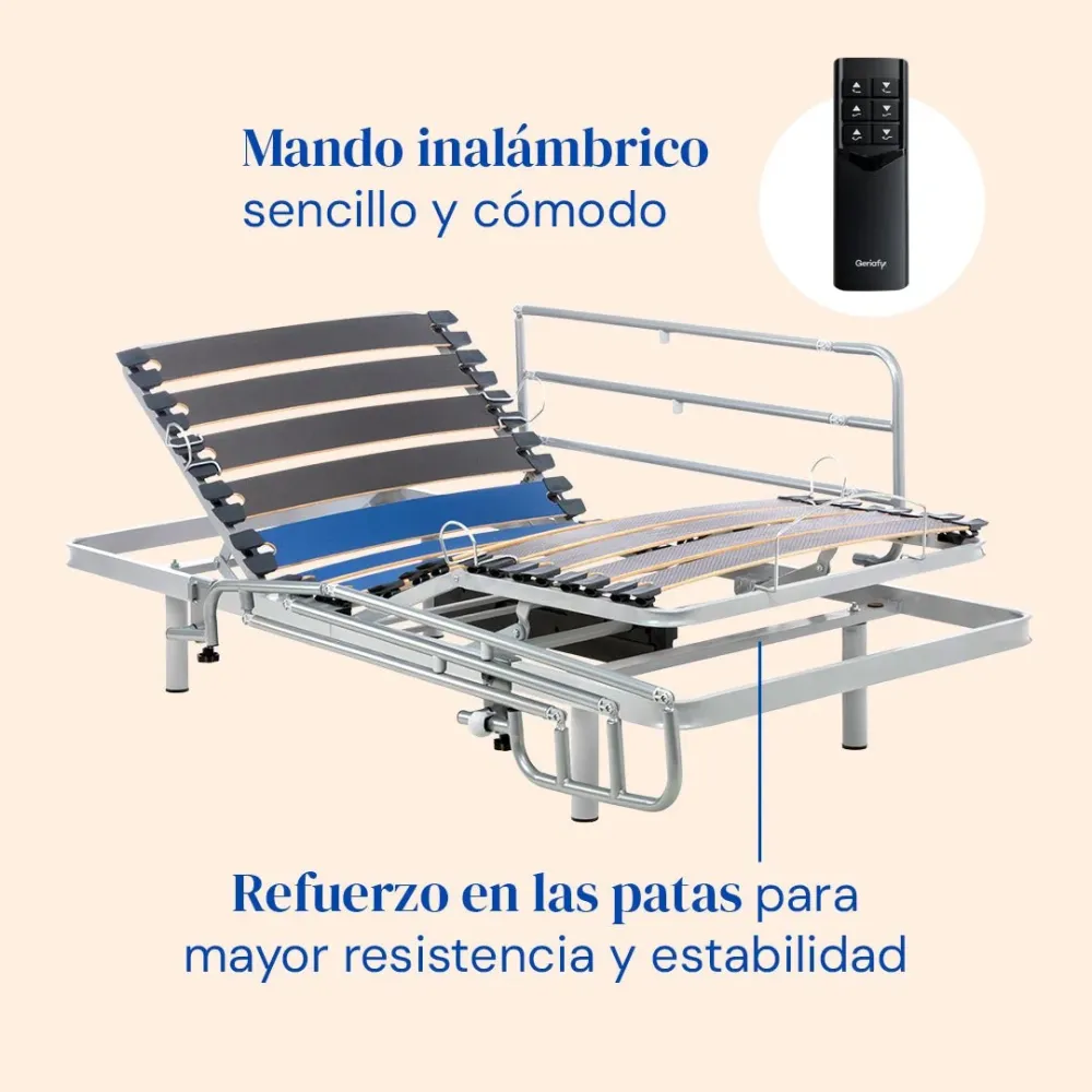 Pack Bett mit verstellbarem Lattenrost und wasserdichtem Hochresilienz-Matratze Origin HR | Kabellose Fernbedienung (90x19...