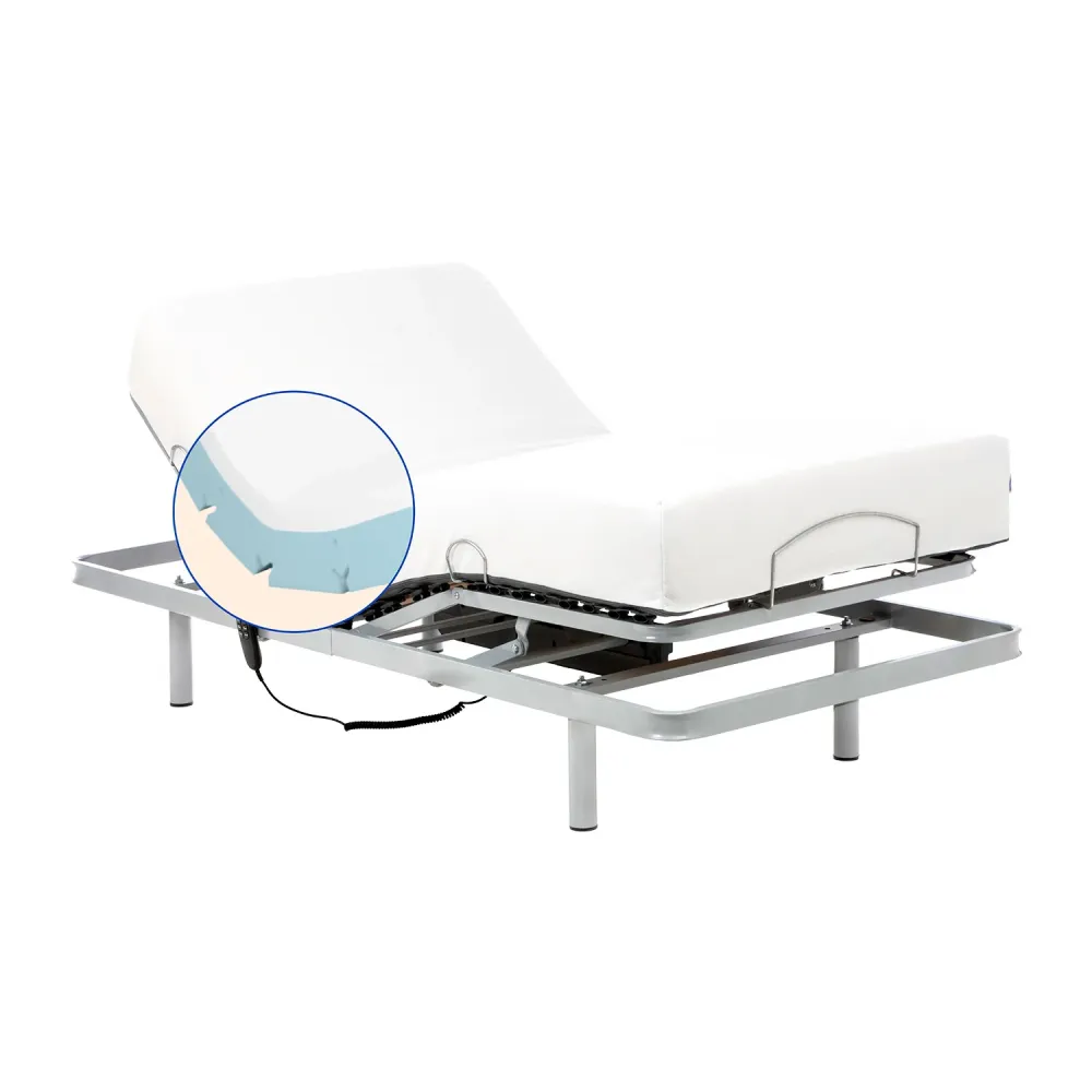 Pack Bett mit verstellbarem Lattenrost und viskoelastischer Tencel-Matratze - 105x200 cm