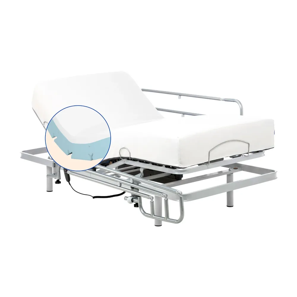 Pack verstellbares Bett mit viskoelastischer Tencel-Matratze (105x200 cm, Seitengitter)