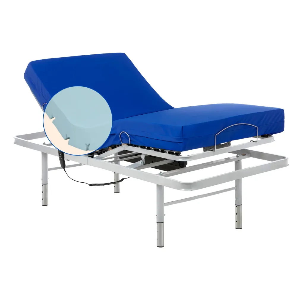 Pack verstellbares Pflegebett mit höhenverstellbarem Lattenrost und Professional HR-Matratze – 90x190 cm