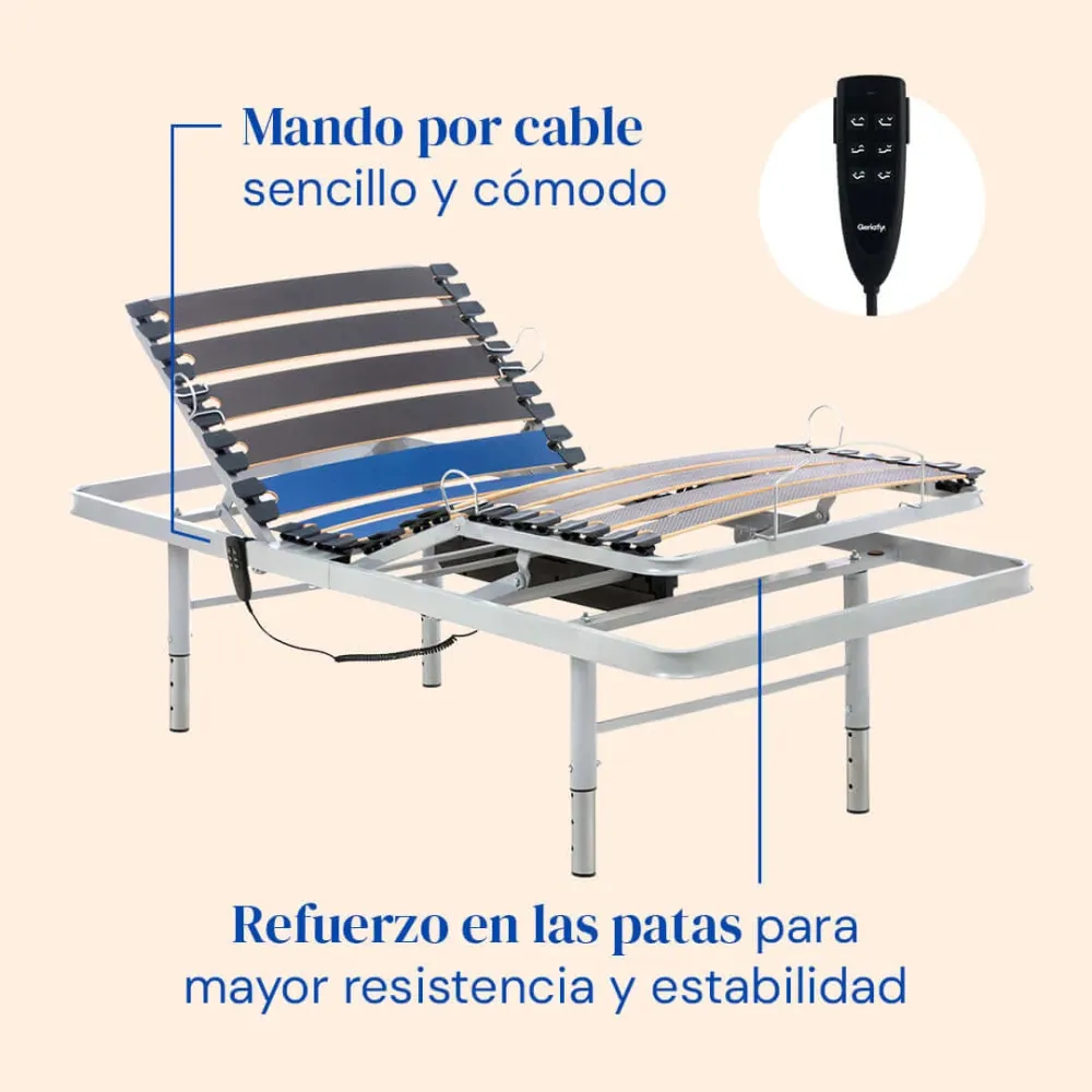 Pack verstellbares Pflegebett mit viskoelastischer Tencel-Matratze - 90x200 cm