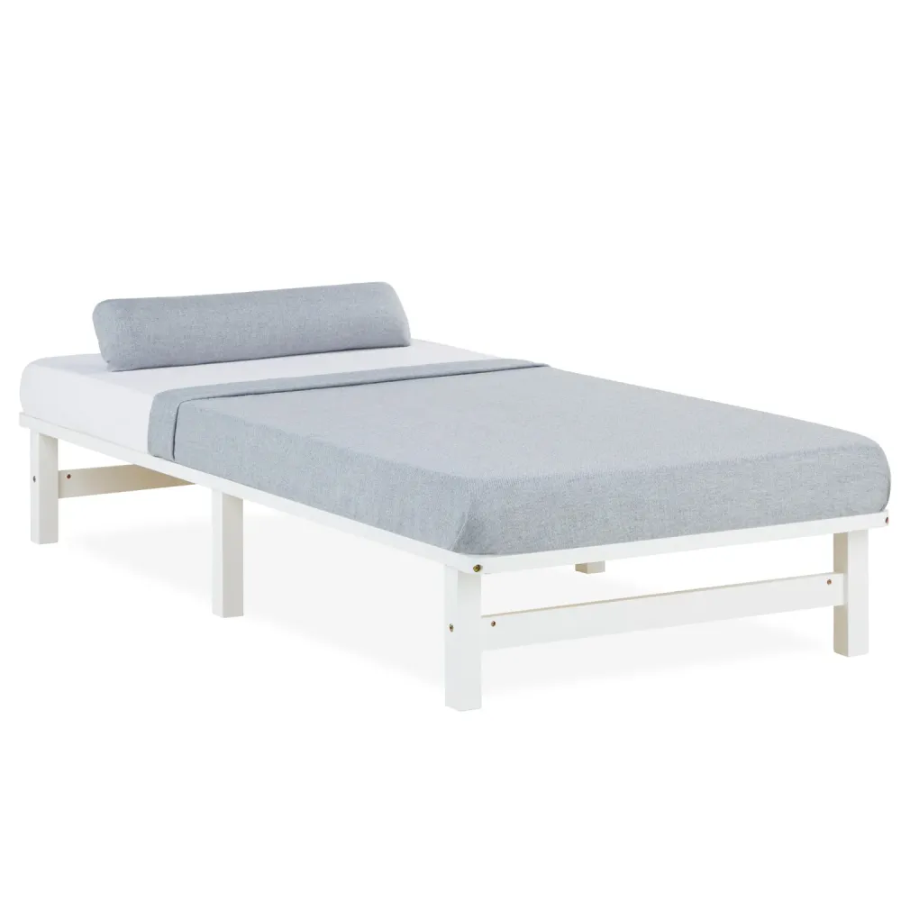 Palettenbett 90x200 cm Weiss | Einzelbett | mit Lattenrost | Holz | Kind Jugend Gast