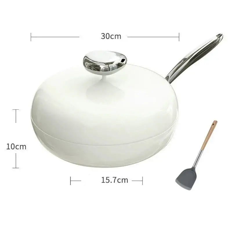 Pebble Wok 30 cm Maifan Stein Antihaftbeschichtung mit Deckel