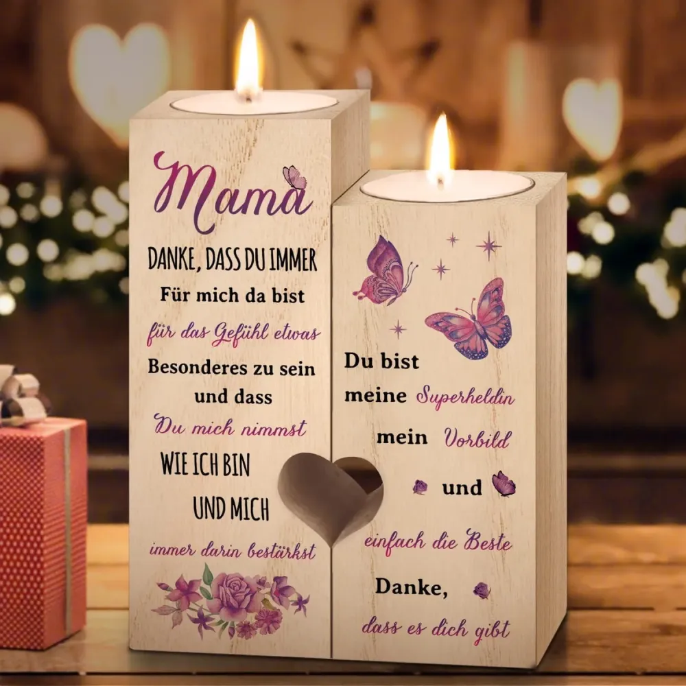 Personalisierter Kerzenhalter Herzform Geschenk Mama