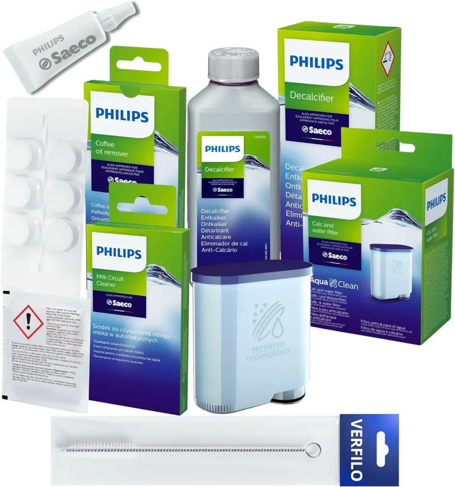 Philips Pflegeset für Kaffeemaschinen: CA6903/10 Wasserfilter (AquaClean), CA6700 Entkalker, CA6704/10 Reinigungstabletten...