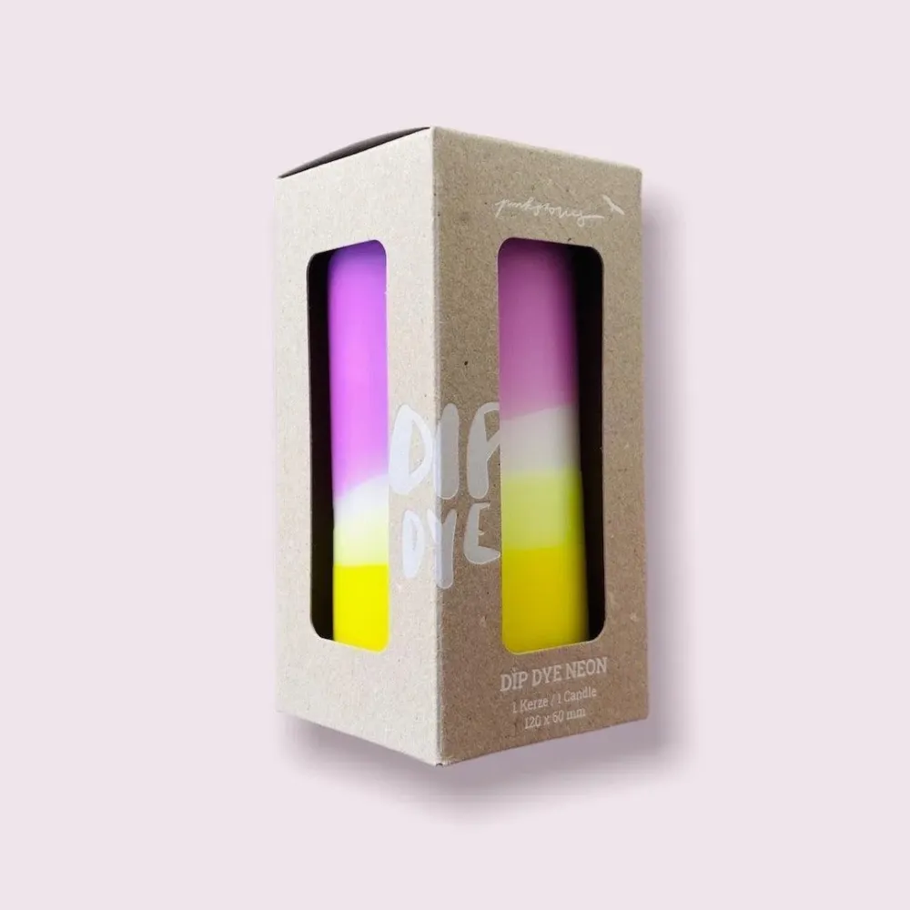 Pink Stories Dip Dye Neon Stumpenkerze "Violet Pineapple"