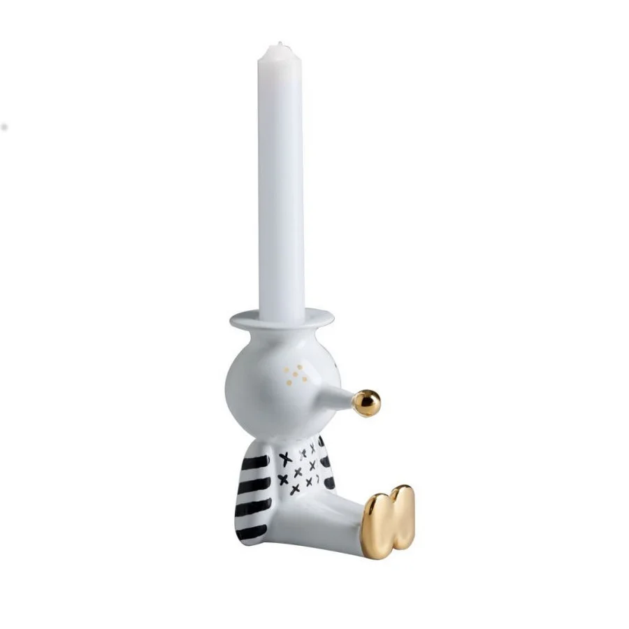 PINOCCHIETTO Kerzenhalter weiss-schwarz-gold von Bosa