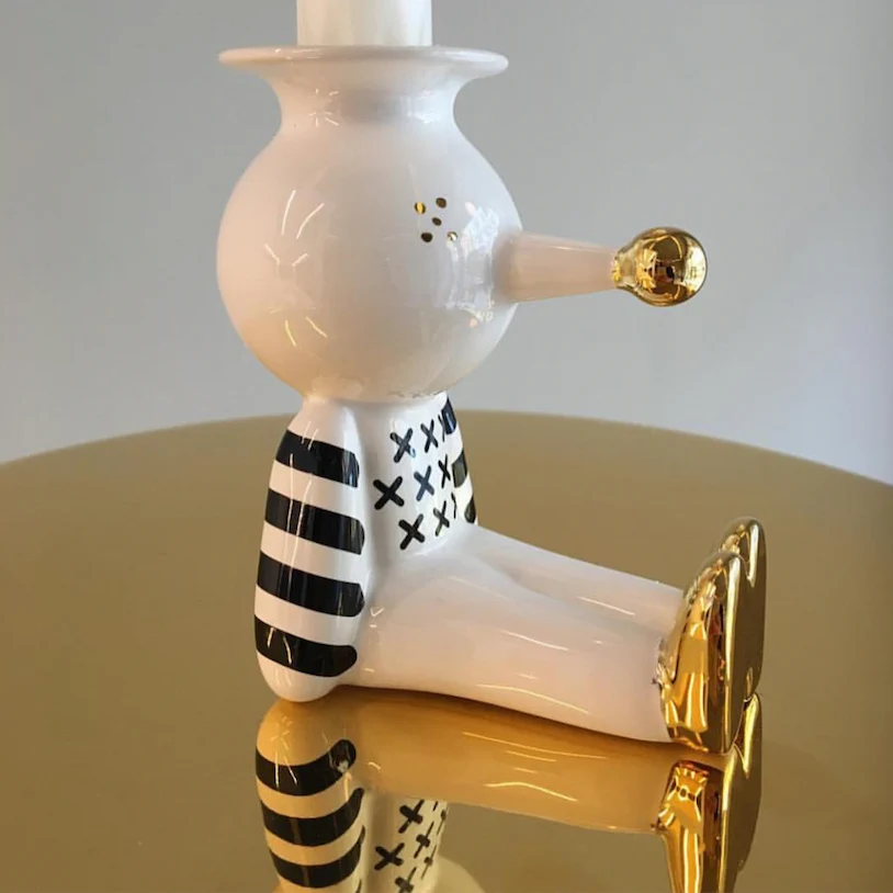 PINOCCHIETTO Kerzenhalter weiss-schwarz-gold von Bosa