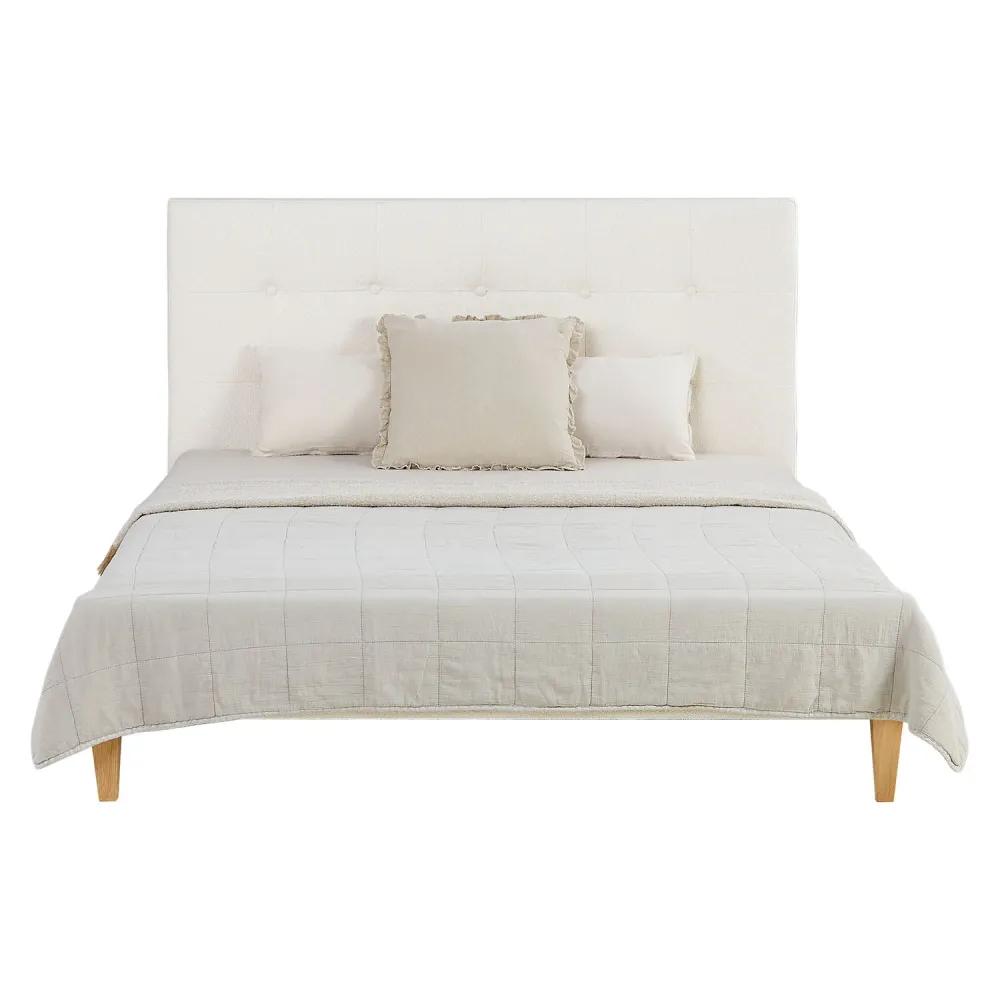 Polsterbett 140x200 cm Beige Bouclé | mit Lattenrost | mit Matratze | Doppelbett