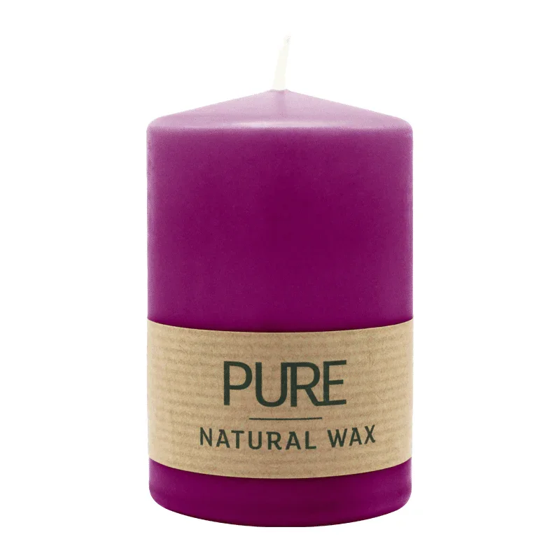 PURE NATURAL WAX, Erika, Stumpenkerze, WENZEL, 90/60 mm, Brenndauer ca. 26h, 100% plastikfrei