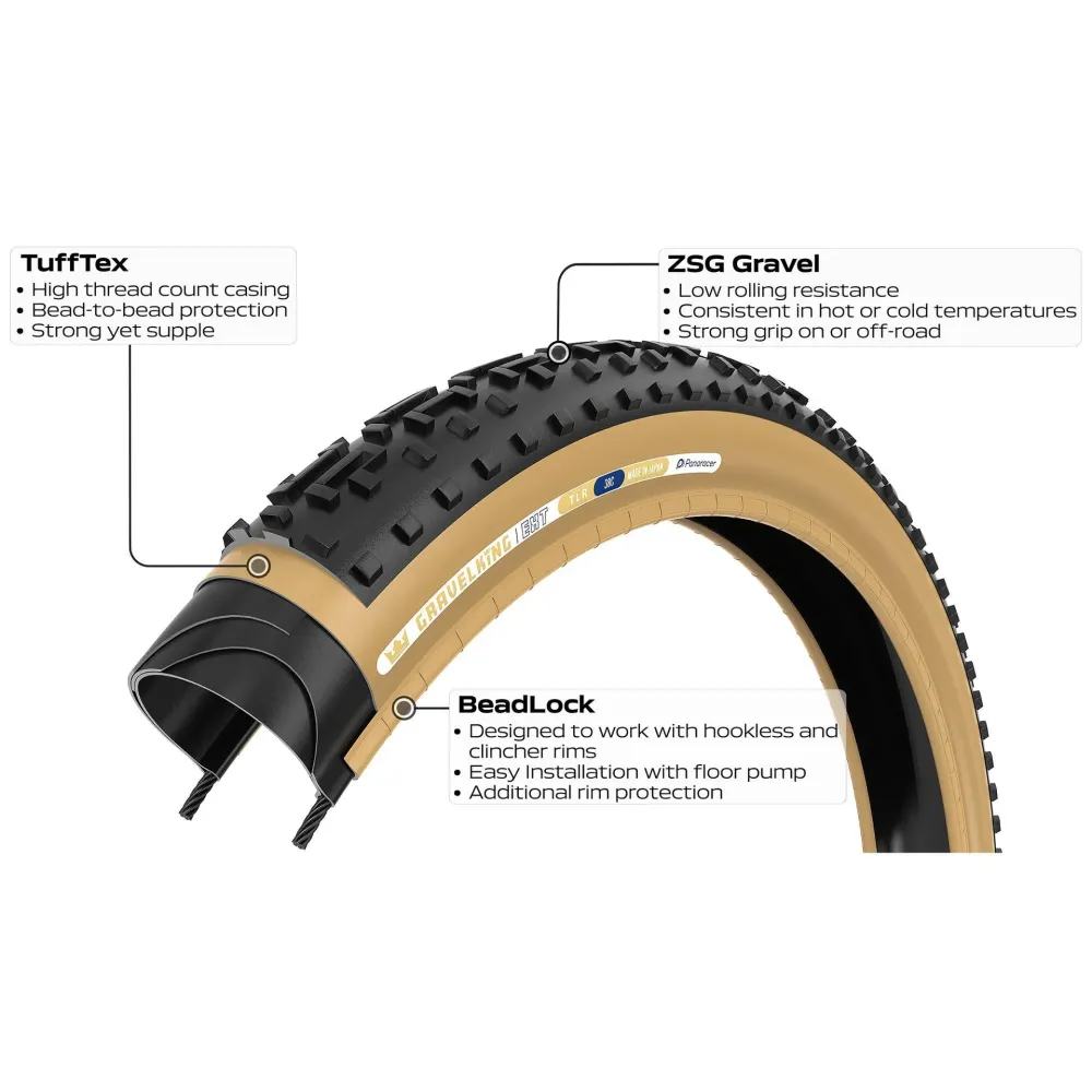 Reifen PANARACER GRAVELKING EXT TLR 700x38c Tubeless Ready Schwarz