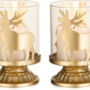 Rentier Kerzenhalter Set Weihnachten Vintage Windlicht