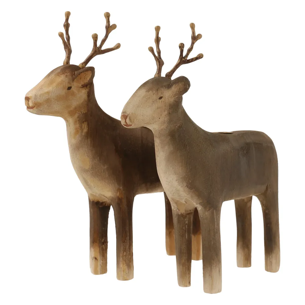 Rentier Kerzenständer Medium aus Holz