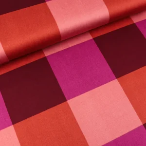 Reststück 30cm - Baumwollsatin Webware Large Gingham blush-bunt Nerida Hansen