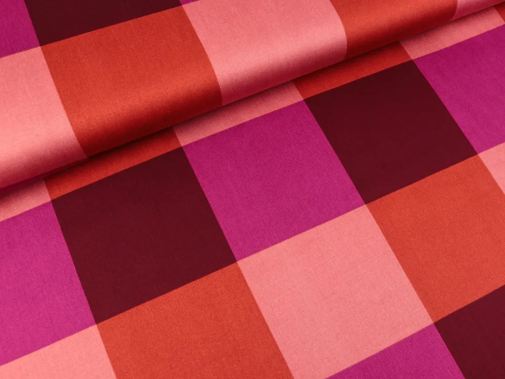Reststück 30cm - Baumwollsatin Webware Large Gingham blush-bunt Nerida Hansen