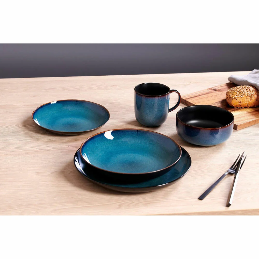 Ritzenhoff & Breker Bali Suppenteller, Pastateller, Tiefer Teller, Steinzeug, Blau, Ø 23 cm, 418330