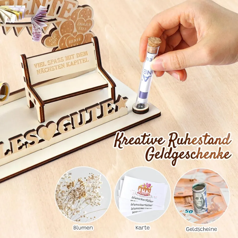 Ruhestand Geschenk Holz LED-Lichterkette Rentner 2024 Mann