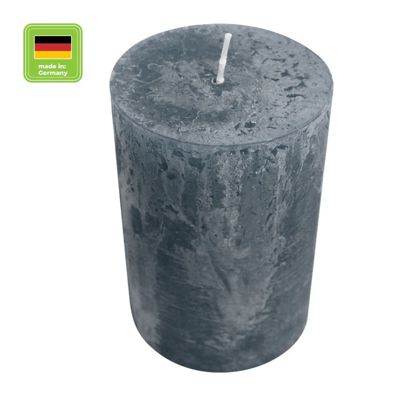 RUSTIC-Stumpenkerze Anthrazit, WENZEL, 110/70 mm, Brenndauer ca. 51h, selbstverlöschend
