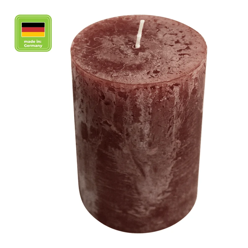 RUSTIC-Stumpenkerze Marone, WENZEL, 80/70 mm, Brenndauer ca. 34h, selbstverlöschend