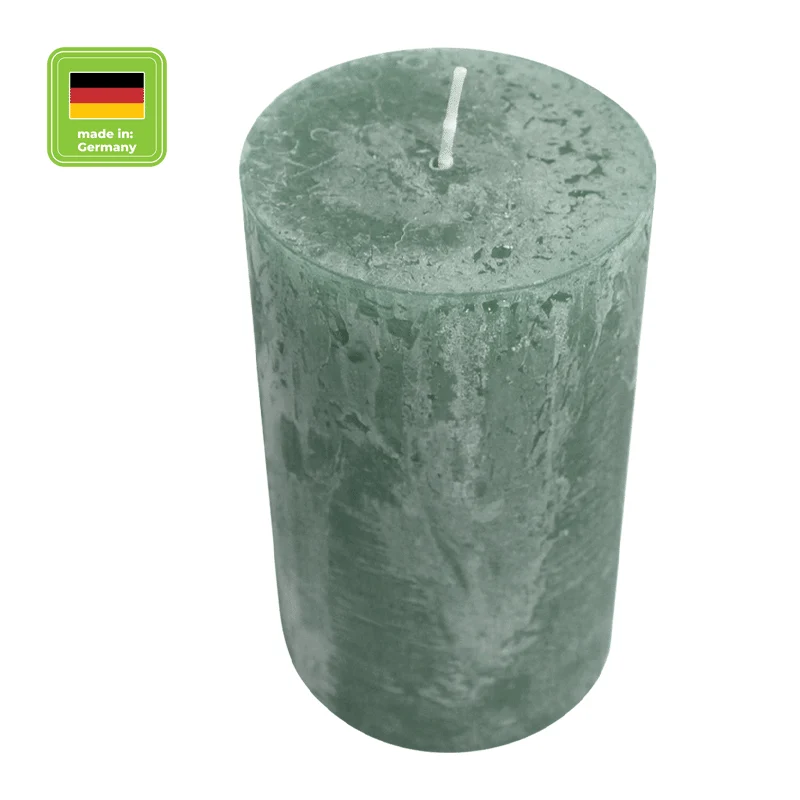 RUSTIC-Stumpenkerze Smaragd, WENZEL, 140/70 mm, Brenndauer ca. 69h, selbstverlöschend